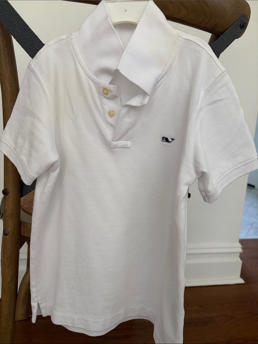 Vineyard Vines White Short-Sleeve Polo with Whale Logo